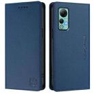 For Ulefone Note 14 RC01 Dual-Folded Magnetic Suction RFID Leather Phone Case(Dark Blue) - 2