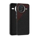 For Redmi K80 ABEEL C Carbon Fiber Series 6D Micro Relief MagSafe Phone Case(Black Red) - 1