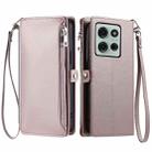 For Motorola Moto G75 5G Leather Stitching Multi-card Slot Zipper Phone Case(Rose Gold) - 1