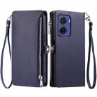 For Motorola Moto G05 Leather Stitching Multi-card Slot Zipper Phone Case(Blue) - 1