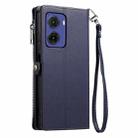 For Motorola Moto G05 Leather Stitching Multi-card Slot Zipper Phone Case(Blue) - 3