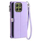 For Motorola Moto G15 Leather Stitching Multi-card Slot Zipper Phone Case(Purple) - 3