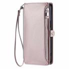 For Motorola Moto G15 Leather Stitching Multi-card Slot Zipper Phone Case(Rose Gold) - 2