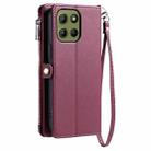 For Motorola Moto G15 Leather Stitching Multi-card Slot Zipper Phone Case(Wine Red) - 3