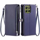 For Motorola Moto G15 Leather Stitching Multi-card Slot Zipper Phone Case(Blue) - 1