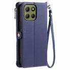 For Motorola Moto G15 Leather Stitching Multi-card Slot Zipper Phone Case(Blue) - 3