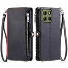For Motorola Moto G15 Leather Stitching Multi-card Slot Zipper Phone Case(Black) - 1