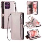 For Motorola Edge 60 Pro Leather Stitching Multi-card Slot Zipper Phone Case(Rose Gold) - 1