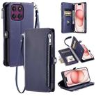 For Motorola Edge 60 Pro Leather Stitching Multi-card Slot Zipper Phone Case(Blue) - 1