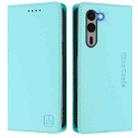 For Fujitsu Arrows We2 Plus / F-51E RC01 Dual-Folded Magnetic Suction RFID Leather Phone Case(Mint Green) - 2