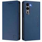 For Fujitsu Arrows We2 Plus / F-51E RC01 Dual-Folded Magnetic Suction RFID Leather Phone Case(Dark Blue) - 2