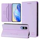 Fpr Fujitsu Arrows We2 F-52E RC01 Dual-Folded Magnetic Suction RFID Leather Phone Case(Light Purple) - 1