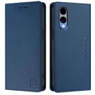 Fpr Fujitsu Arrows We2 F-52E RC01 Dual-Folded Magnetic Suction RFID Leather Phone Case(Dark Blue) - 2