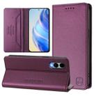 Fpr Fujitsu Arrows We2 F-52E RC01 Dual-Folded Magnetic Suction RFID Leather Phone Case(Violet) - 1