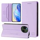 For Sharp Aquos R9 SH-51E RC01 Dual-Folded Magnetic Suction RFID Leather Phone Case(Light Purple) - 1