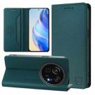 For Sharp Aquos R9 Pro SH-54E RC01 Dual-Folded Magnetic Suction RFID Leather Phone Case(Dark Green) - 1
