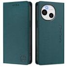 For Sharp Aquos Sense9 RC01 Dual-Folded Magnetic Suction RFID Leather Phone Case(Dark Green) - 2