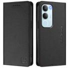 For vivo Y19s 4G Global RC01 Dual-Folded Magnetic Suction RFID Leather Phone Case(Black) - 2