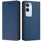 For vivo Y19s 4G Global RC01 Dual-Folded Magnetic Suction RFID Leather Phone Case(Dark Blue) - 2