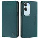 For vivo Y19s 4G Global RC01 Dual-Folded Magnetic Suction RFID Leather Phone Case(Dark Green) - 2