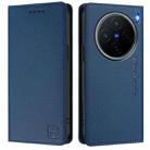 For vivo X200 RC01 Dual-Folded Magnetic Suction RFID Leather Phone Case(Dark Blue) - 2
