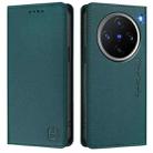 For vivo X200 Pro mini RC01 Dual-Folded Magnetic Suction RFID Leather Phone Case(Dark Green) - 2