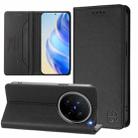For vivo X200 Pro RC01 Dual-Folded Magnetic Suction RFID Leather Phone Case(Black) - 1