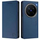 For vivo X200 Pro RC01 Dual-Folded Magnetic Suction RFID Leather Phone Case(Dark Blue) - 2