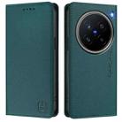 For vivo X200 Pro RC01 Dual-Folded Magnetic Suction RFID Leather Phone Case(Dark Green) - 2