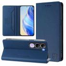 For vivo V40 Lite 5G IDN RC01 Dual-Folded Magnetic Suction RFID Leather Phone Case(Dark Blue) - 1