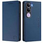 For vivo V40 Lite 5G IDN RC01 Dual-Folded Magnetic Suction RFID Leather Phone Case(Dark Blue) - 2