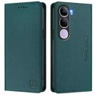 For vivo V40 Lite 5G IDN RC01 Dual-Folded Magnetic Suction RFID Leather Phone Case(Dark Green) - 2