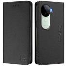 For vivo V40e 5G India / iQOO Z9s 5G RC01 Dual-Folded Magnetic Suction RFID Leather Phone Case(Black) - 2