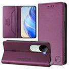 For vivo V40e 5G India / iQOO Z9s 5G RC01 Dual-Folded Magnetic Suction RFID Leather Phone Case(Violet) - 1