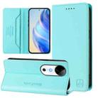 For vivo S19 RC01 Dual-Folded Magnetic Suction RFID Leather Phone Case(Mint Green) - 1