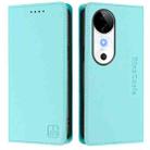 For vivo S19 RC01 Dual-Folded Magnetic Suction RFID Leather Phone Case(Mint Green) - 2