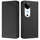 For vivo S19 RC01 Dual-Folded Magnetic Suction RFID Leather Phone Case(Black) - 2