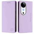 For vivo S19 RC01 Dual-Folded Magnetic Suction RFID Leather Phone Case(Light Purple) - 2