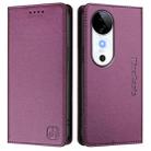 For vivo S19 RC01 Dual-Folded Magnetic Suction RFID Leather Phone Case(Violet) - 2