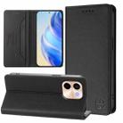 For vivo Y28 4G RC01 Dual-Folded Magnetic Suction RFID Leather Phone Case(Black) - 1