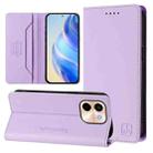 For vivo Y28 4G RC01 Dual-Folded Magnetic Suction RFID Leather Phone Case(Light Purple) - 1
