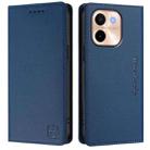 For vivo Y28 4G RC01 Dual-Folded Magnetic Suction RFID Leather Phone Case(Dark Blue) - 2