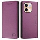 For vivo Y28 4G RC01 Dual-Folded Magnetic Suction RFID Leather Phone Case(Violet) - 2