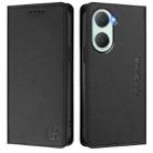 For vivo Y03 4G Global / Y18 4G RC01 Dual-Folded Magnetic Suction RFID Leather Phone Case(Black) - 2