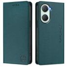 For vivo Y03 4G Global / Y18 4G RC01 Dual-Folded Magnetic Suction RFID Leather Phone Case(Dark Green) - 2