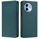 For vivo Y38 5G / Y200i / T3x Global RC01 Dual-Folded Magnetic Suction RFID Leather Phone Case(Dark Green) - 2