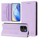 For vivo iQOO Z9x RC01 Dual-Folded Magnetic Suction RFID Leather Phone Case(Light Purple) - 1