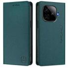 For vivo iQOO Z9 5G / Z9 Turbo 5G RC01 Dual-Folded Magnetic Suction RFID Leather Phone Case(Dark Green) - 2