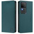 For vivo V30 5G / V30 Pro Global RC01 Dual-Folded Magnetic Suction RFID Leather Phone Case(Dark Green) - 2