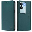 For vivo V29 5G Global / V29 Pro RC01 Dual-Folded Magnetic Suction RFID Leather Phone Case(Dark Green) - 2